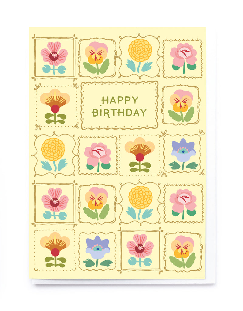 Happy Birthday Floral Squares