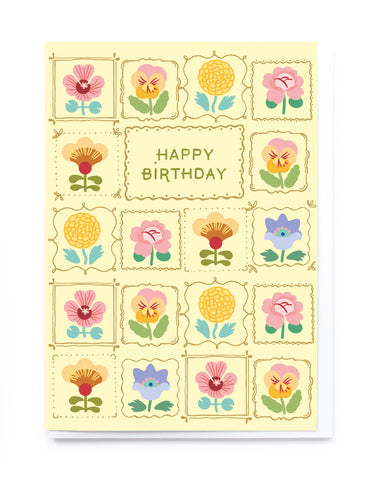 Happy Birthday Floral Squares