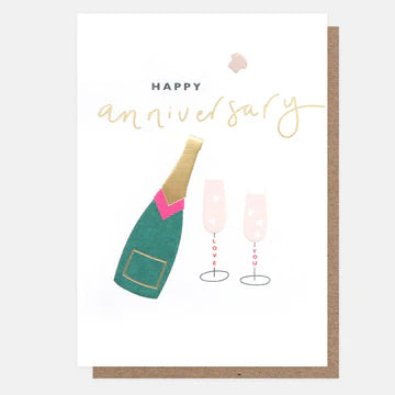 Happy Anniversary Champagne Bottle & Glasses