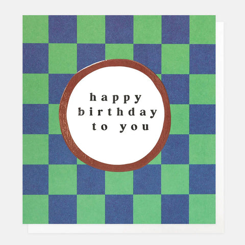 Green/Blue Grid Happy Birthday To You Card