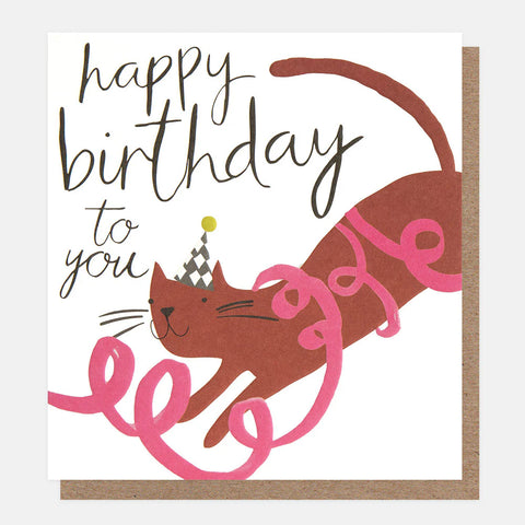 Cat With Doodle String Birthday Card