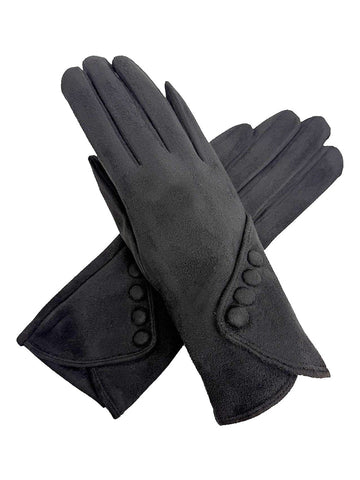 Plain Gloves with Buttons Detail - Various Colours