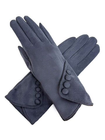 Plain Gloves with Buttons Detail - Various Colours