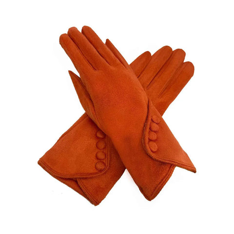 Plain Gloves With Button Detail - Various Colours