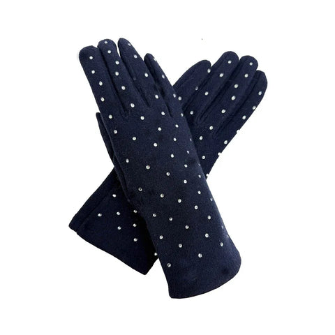 Plain Gloves with Dotted Detailing - Various Colours