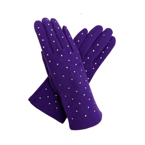 Plain Gloves with Dotted Detailing - Various Colours