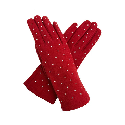 Plain Gloves with Dotted Detailing - Various Colours