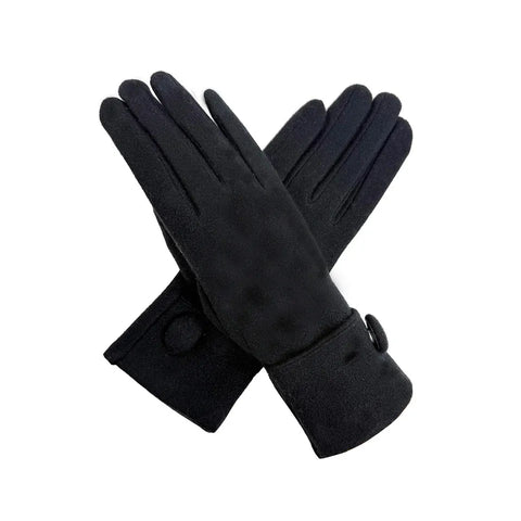 Plain Gloves with Large Button Detailing - Various Colours