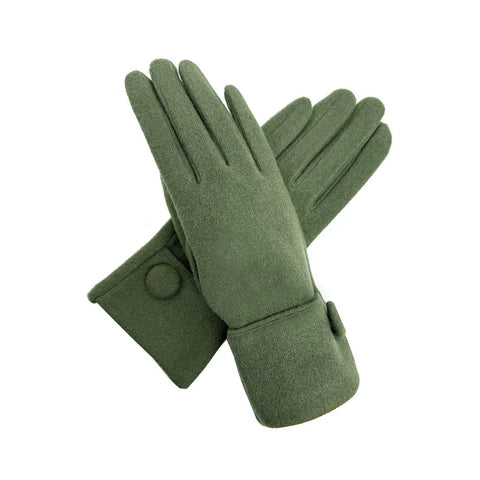 Plain Gloves with Large Button Detailing - Various Colours