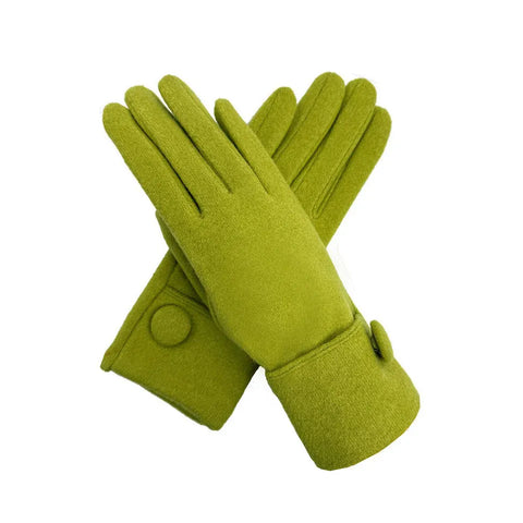 Plain Gloves with Large Button Detailing - Various Colours
