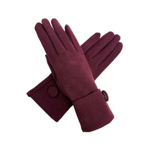 Plain Gloves with Large Button Detailing - Various Colours