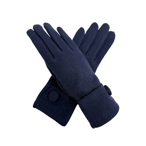 Plain Gloves with Large Button Detailing - Various Colours