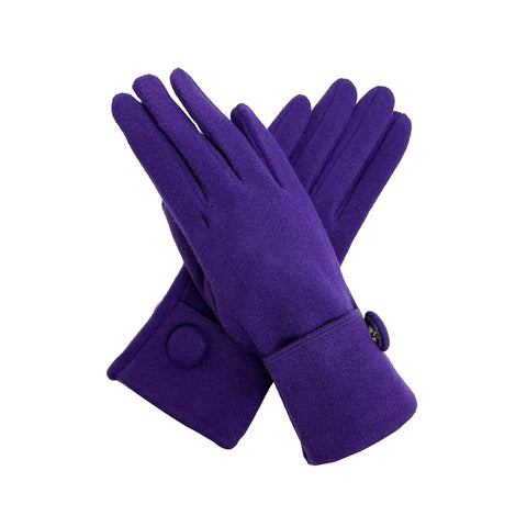 Plain Gloves with Large Button Detailing - Various Colours