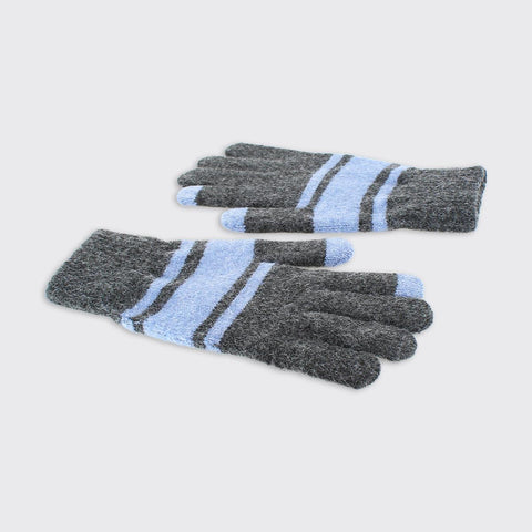 Men's Soft Knit Gloves - Blue / Grey