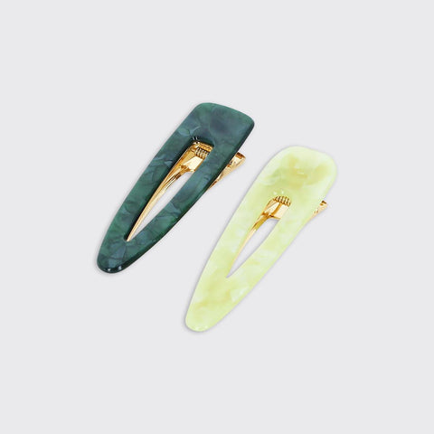 Aura Set of 2 Hair Clips - Emerald Green