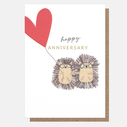 Cute Hedgehogs Happy Anniversary Card