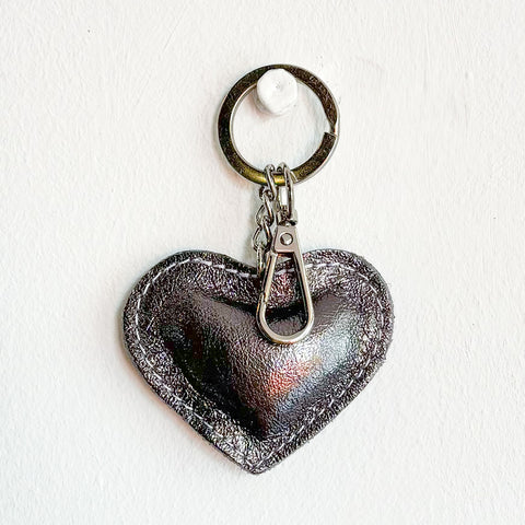 Real Leather Heart Keyring - Various Colours