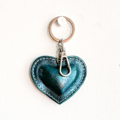 Real Leather Heart Keyring - Various Colours