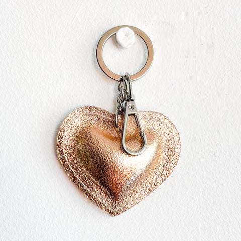 Real Leather Heart Keyring - Various Colours