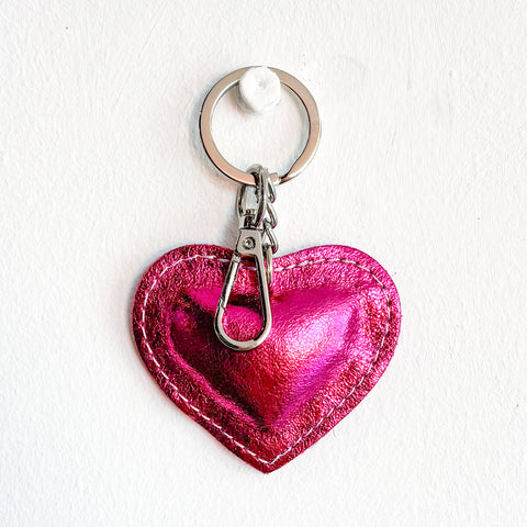 Real Leather Heart Keyring - Various Colours