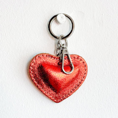 Real Leather Heart Keyring - Various Colours