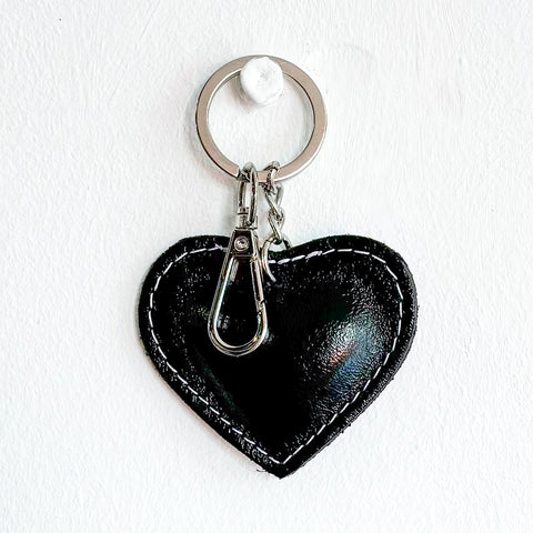 Real Leather Heart Keyring - Various Colours