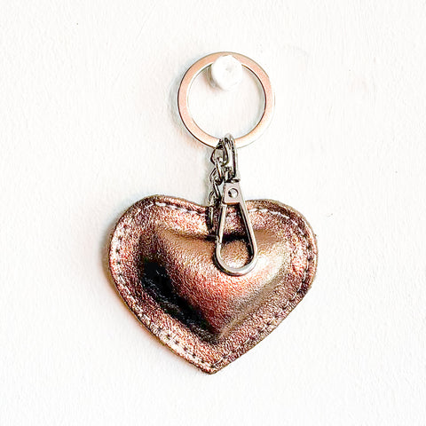 Real Leather Heart Keyring - Various Colours