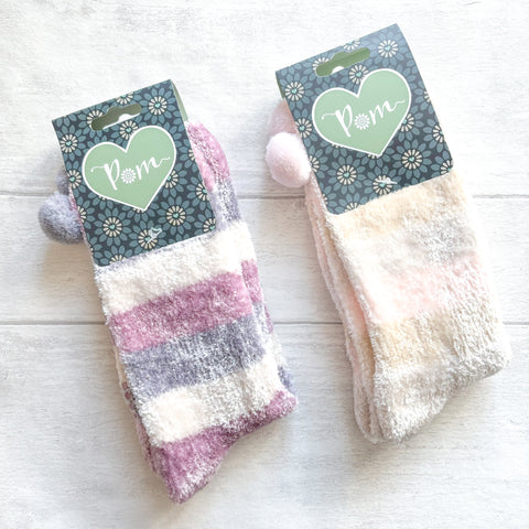 Striped Chanille Cosy Socks  - Various Colours