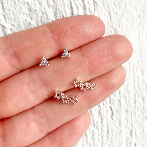 2 Pack Triangle and Stars Earrings - Various Colours