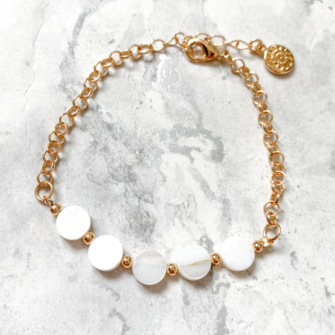 Faux Gold Plated Mop Bead Chain Bracelet