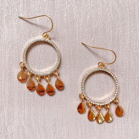 Gold Sparkly Pave Circle Earrings