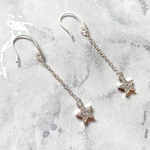 Star Drop Chain Earrings - Various Colours