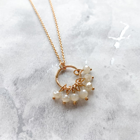 Gold Necklace with White Clusters