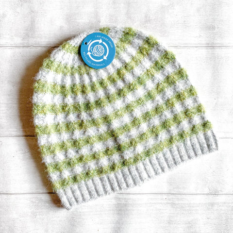 Striped Recycled/Wool Blend Beanie - Various Colours