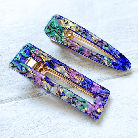 Set of Two Kaleidoscope Hair Clips - Various Colours