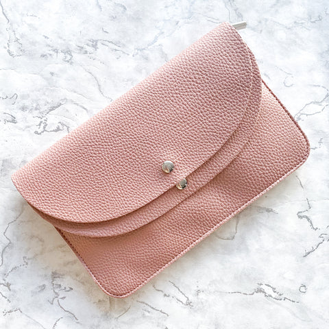 Double Fold Over Clutch Bag - with Cross Body & Wrist Strap - Various Colours