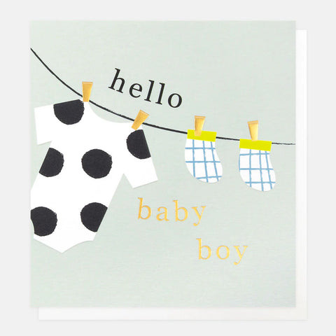 'Hello Baby Boy' Washing Line Card