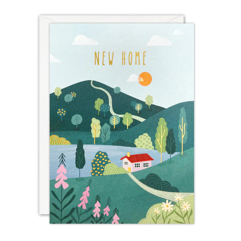 A House In A Valley Scene New Home Card
