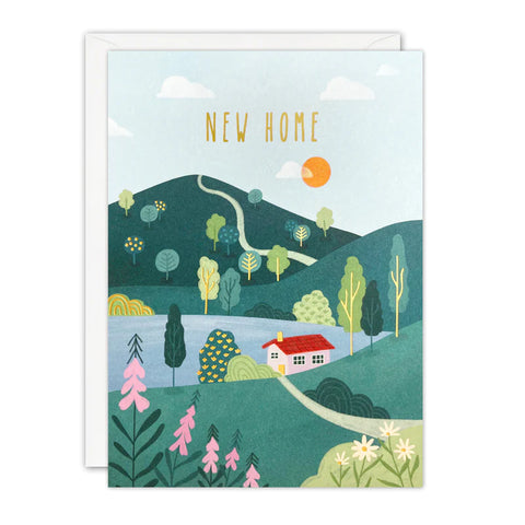 A House In A Valley Scene New Home Card
