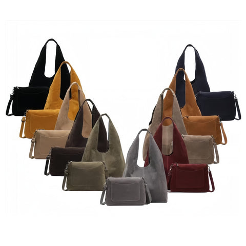 Vegan Suede Slouchy Tote Bag - Various Colours