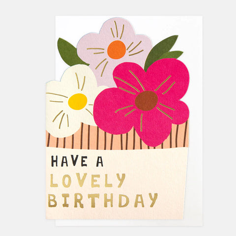 Colourful Flowers In A Pot Birthday Card