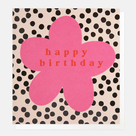 Dotty Pink Flower Birthday Card