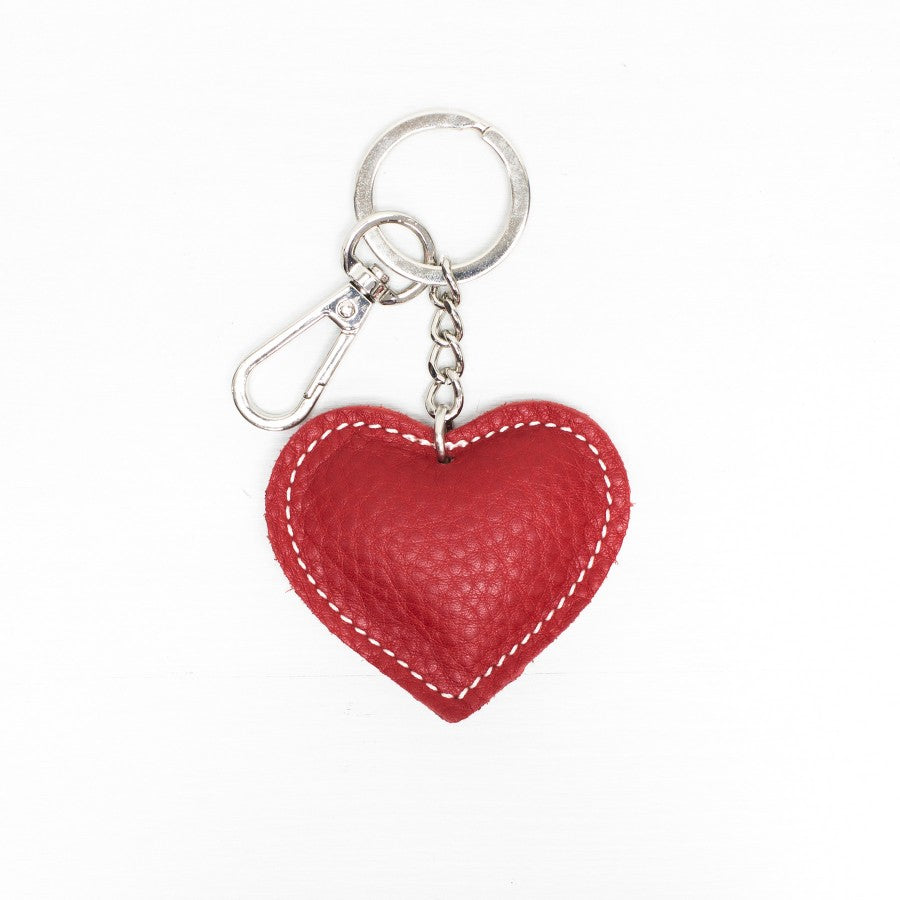 Plain Real Leather Heart Keyring - Various Colours