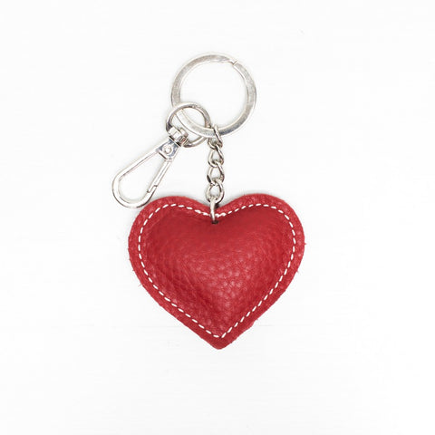 Plain Real Leather Heart Keyring - Various Colours
