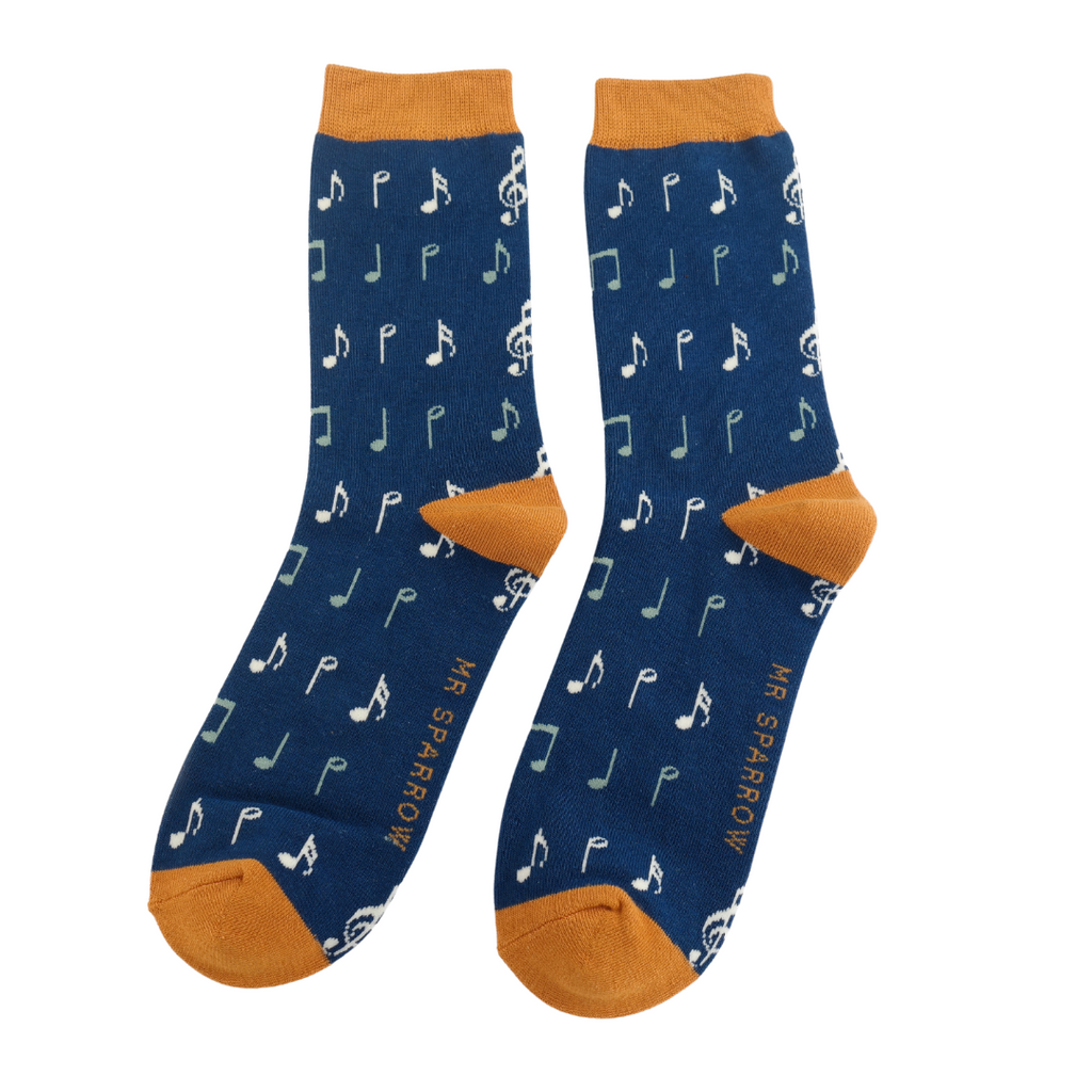 Mr Sparrow Music Socks - Navy