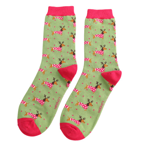 Xmas Sausage Dogs Socks - Various Colours
