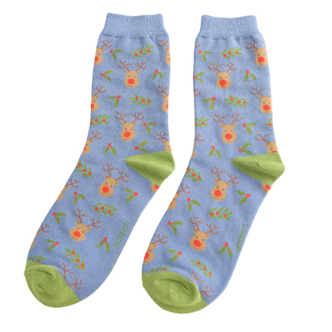 Reindeer & Holly Socks - Various Colours