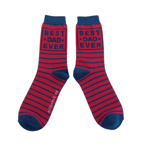 Mr Sparrow Best Dad Ever Socks - Red Striped