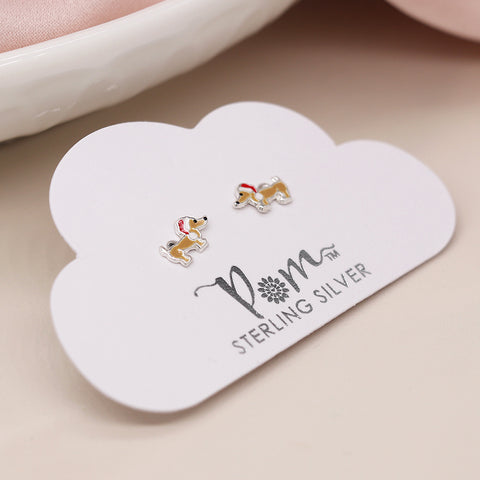 Sterling Silver Enamelled Christmas Themed Studs - Various