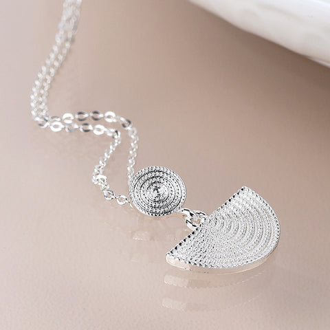 Silver Plated Disc And Half Moon Necklace